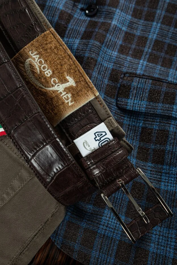 Cesare di Napoli классический ремень из тёмно-шоколадной крокодиловой кожи
 157543 - фото 2