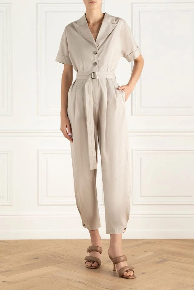 Peserico woman beige women's cotton and elastane jumpsuit купить с ценами и фото 157547 - photo 2