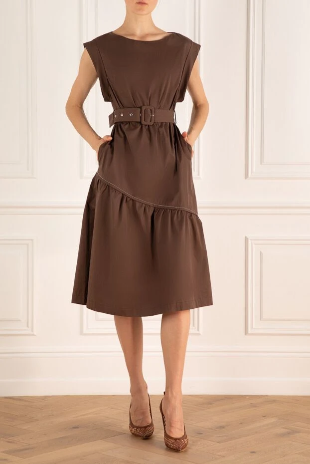 Peserico woman brown cotton dress for women купить с ценами и фото 157556 - photo 2