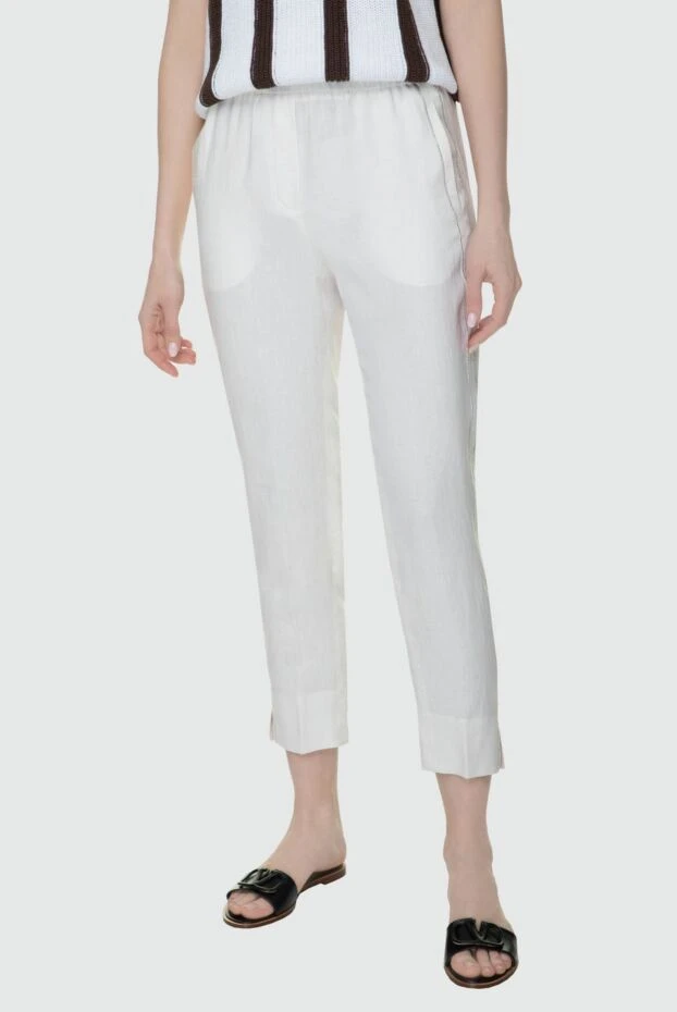 Peserico әйелдерге арналған ақ түсті шалбар кендірден 157565 - фото 3