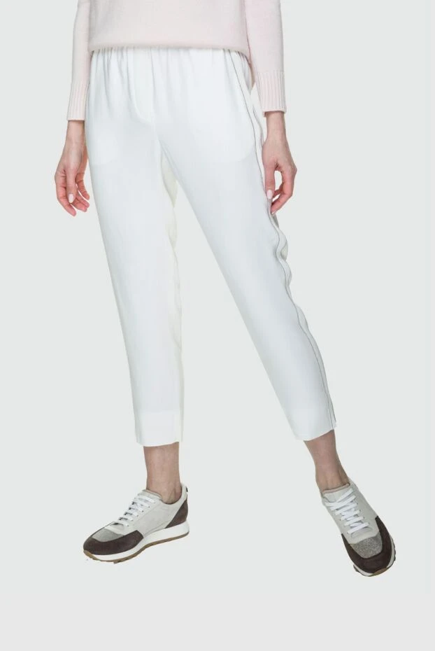 Peserico ақ әйелдер шалбарлары жоғары белімен және қалталарымен 157566 - фото 3