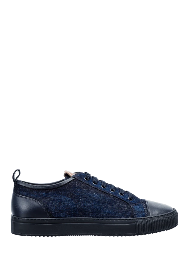 Doucal`s man sneakers in leather and textile blue for men купить с ценами и фото 157604 - photo 1