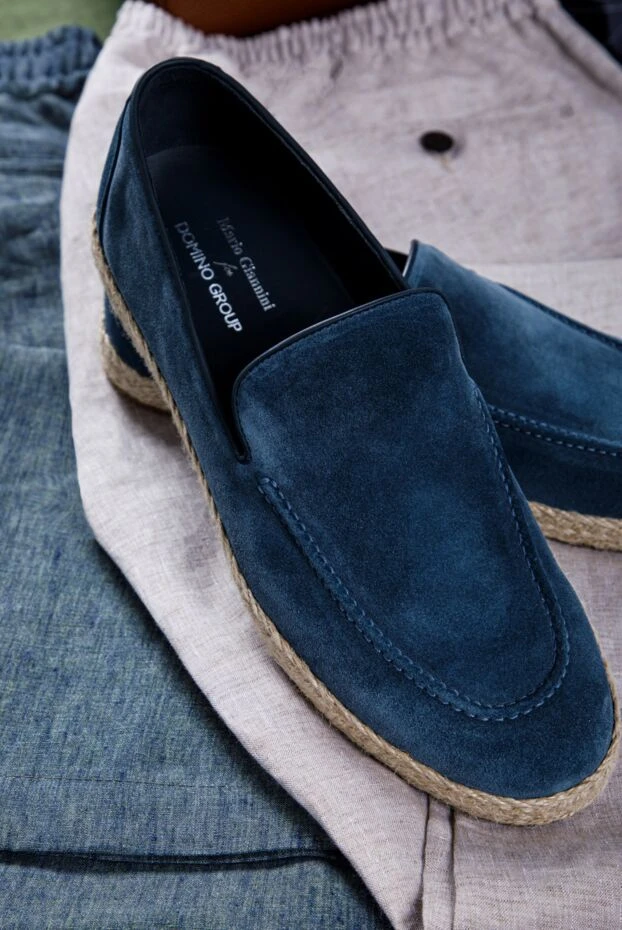 Doucal`s слипоны-эспадрильи замшевые синие с контрастным джутом мужские 157616 - фото 2