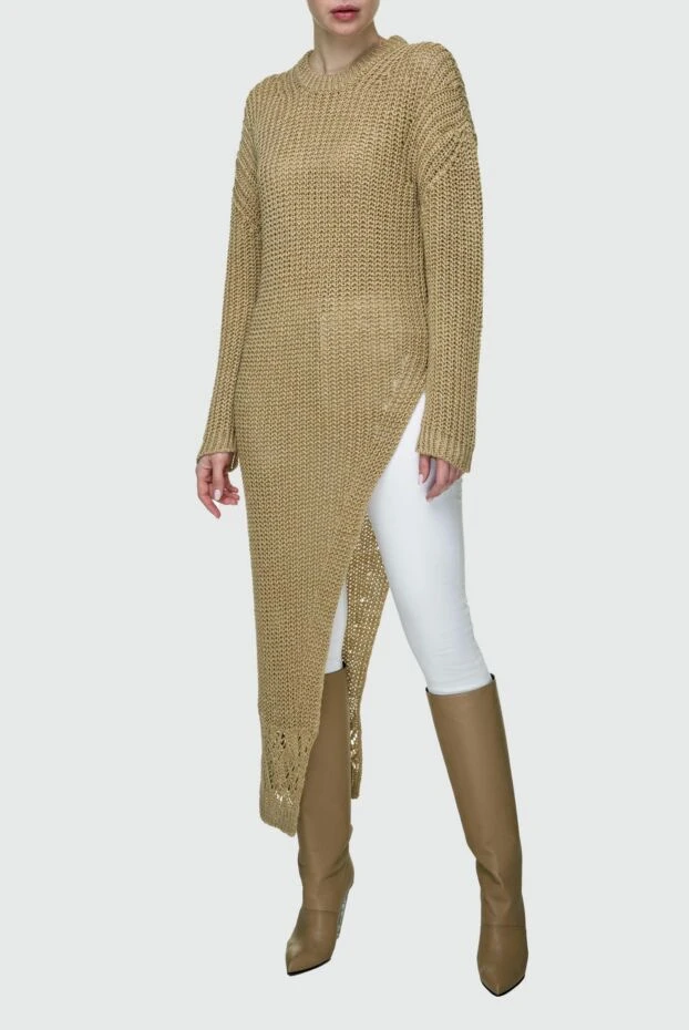 Erika Cavallini dress made of natural linen with voluminous textured knit and asymmetrical edge
 157635 - photo 3