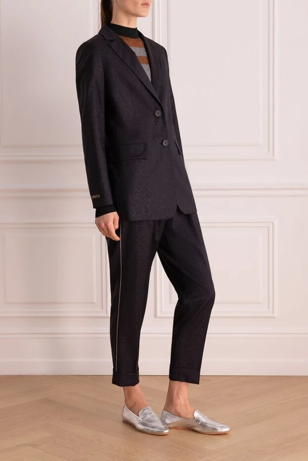 Peserico костюм брючный из шерсти и полиэстера синий женский 157644 - фото 3