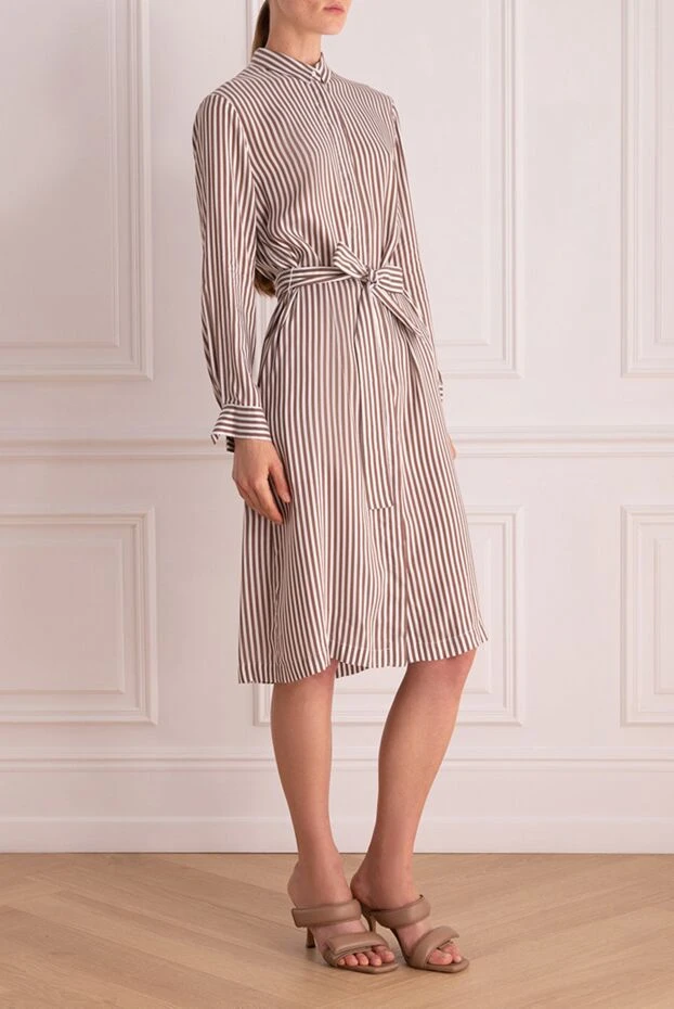 Peserico платье из вискозы и шелка коричневое женское 157645 - фото 3