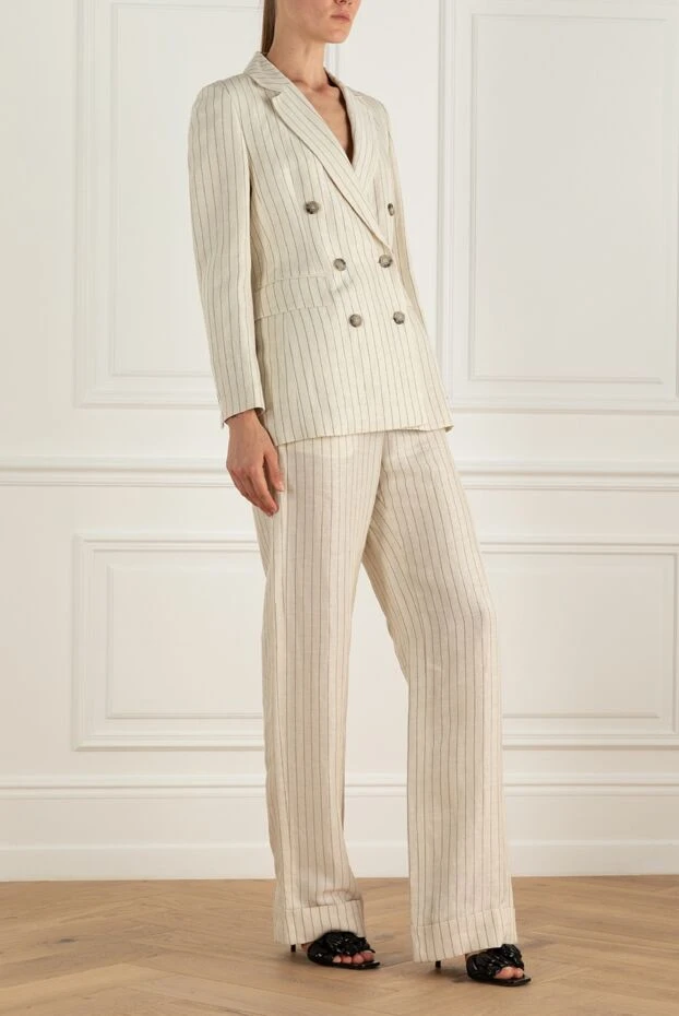 Peserico брючный костюм из льна и вискозы белый женский 157646 - фото 3