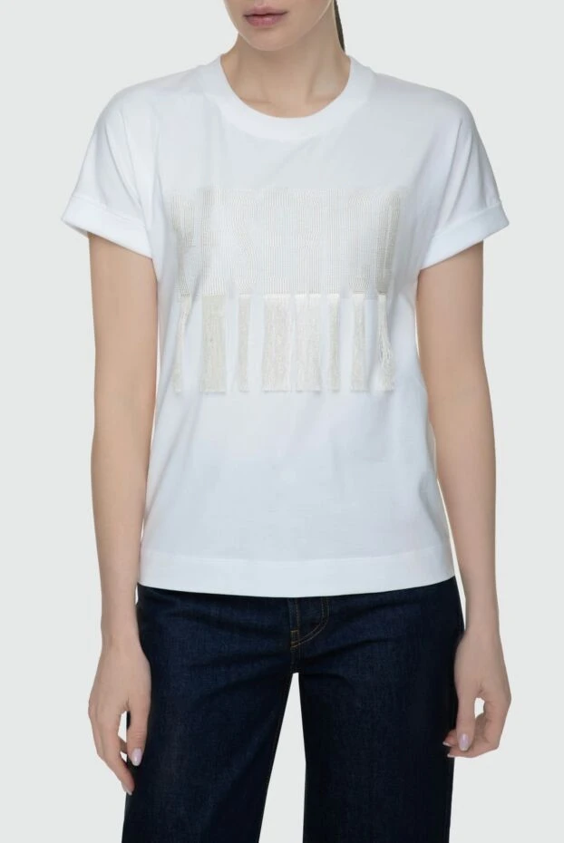 Peserico логотип аппликациясы бар ақ әйелдер футболкасы 157650 - фото 3