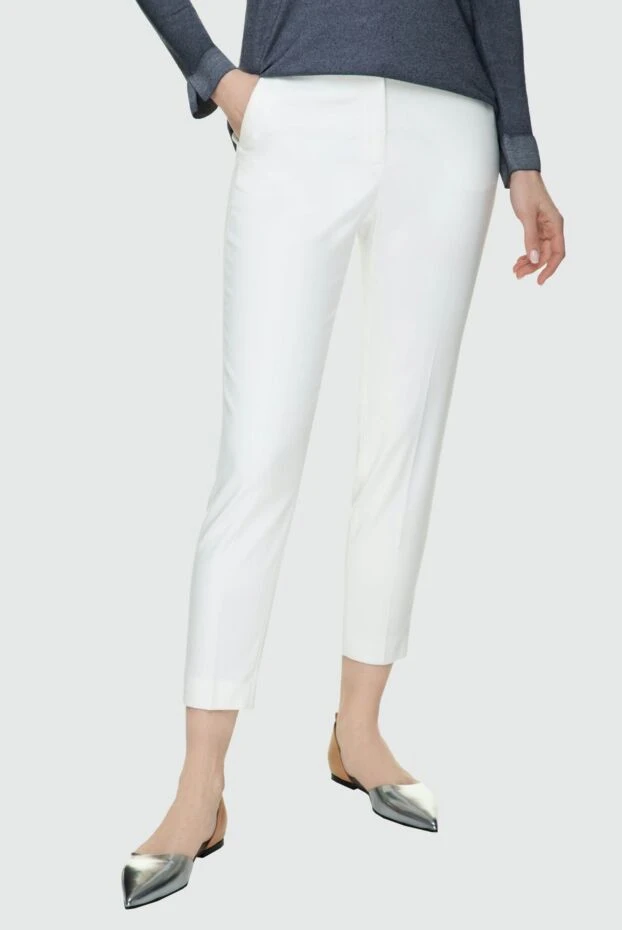 Peserico woman white cotton and viscose trousers for women купить с ценами и фото 157657 - photo 2