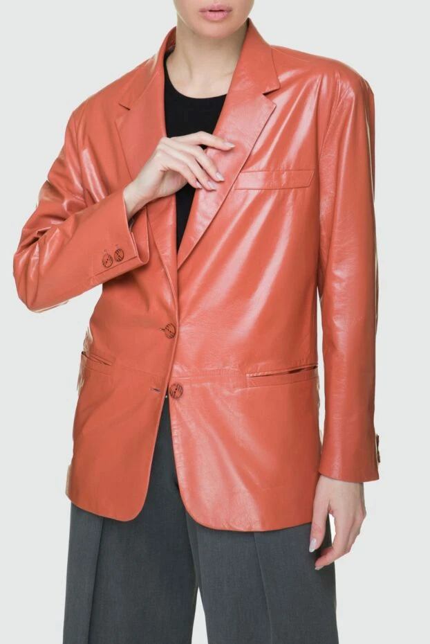 DROMe orange leather jacket for women 157691 - photo 3