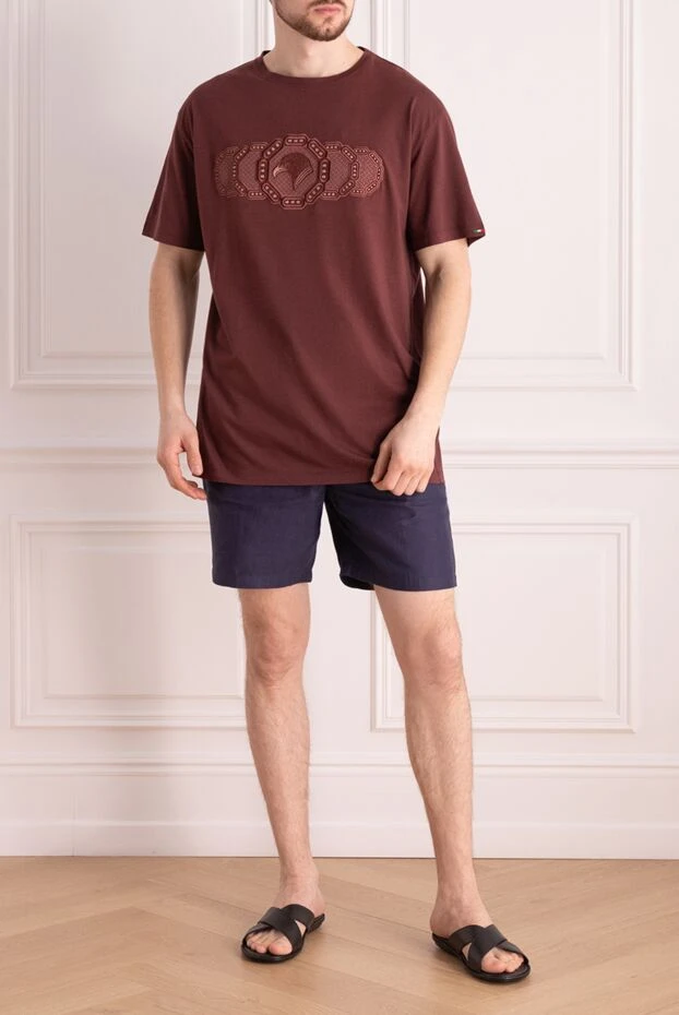 Ерлерге арналған мақта және модальды футболка, бургундия - фото 2