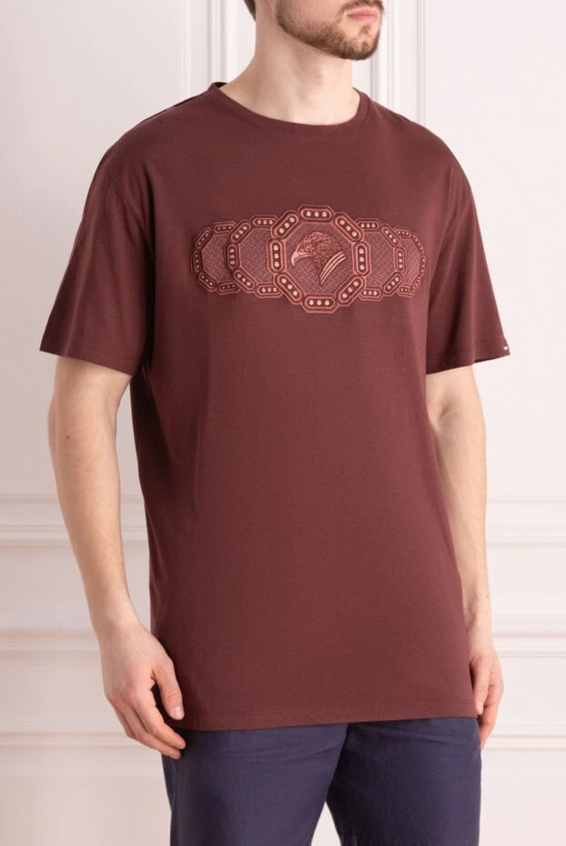 Stefano Ricci ерлерге арналған мақта және модальды футболка, бургундия 157702 - фото 3