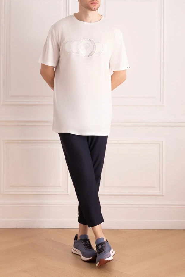 Stefano Ricci ерлерге арналған ақ мақта және модальды футболка 157706 - фото 2