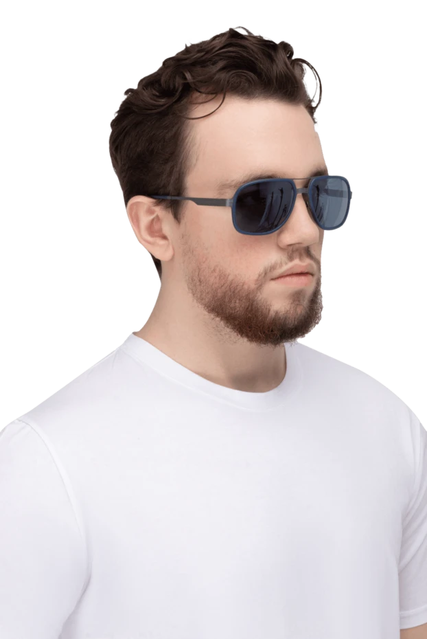 Stefano Ricci очки для защиты от солнца из титана синие мужские 157731 - фото 2