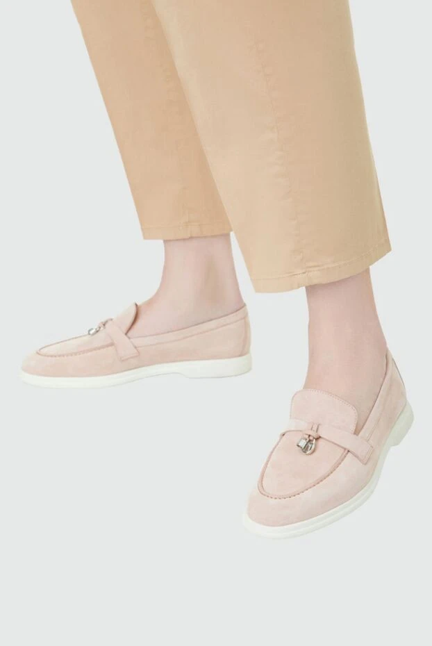 Cesare di Napoli woman pink suede loafers for women купить с ценами и фото 157737 - photo 2