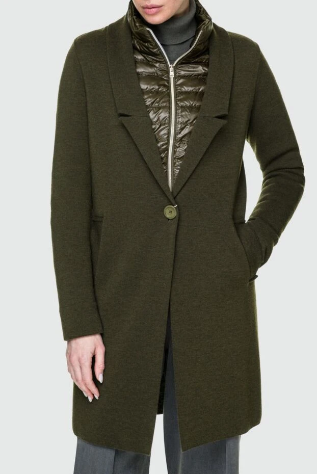 Herno пальто из шерсти и полиамида зеленое женское пальто 157806 - фото 3