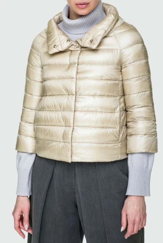 Herno пуховик женский укорочённый с рукавами три четверти в золотистом оттенке
 157816 - фото 3