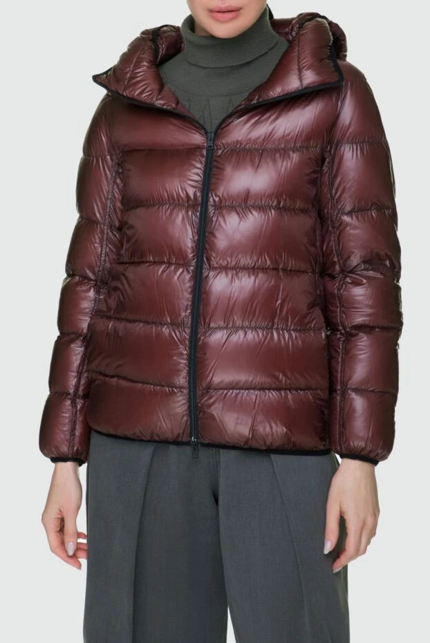 Herno пуховик женский бордовый металлик с высоким воротником
 157818 - фото 3