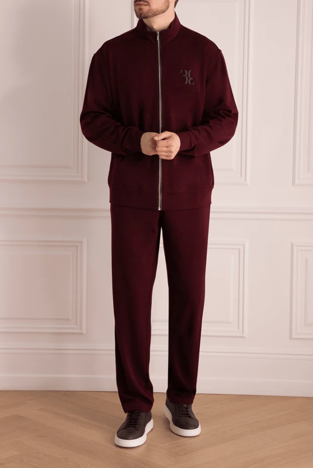 Billionaire man men's sports suit made of wool, silk and polyamide, burgundy купить с ценами и фото 157893 - photo 2