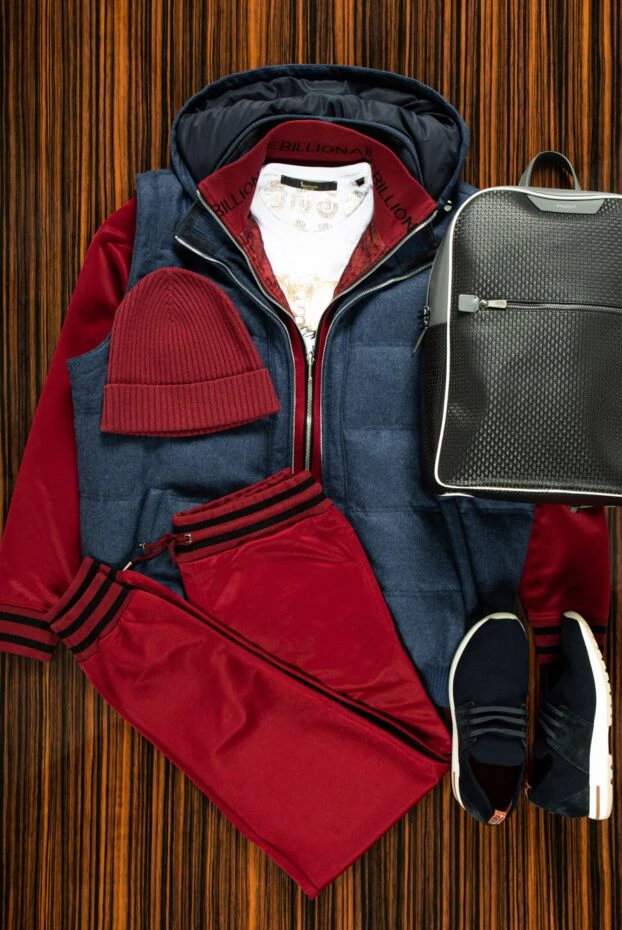 Billionaire полиэстерден және мақтадан жасалған ерлер спорттық костюмі, бургундия 157899 - фото 2