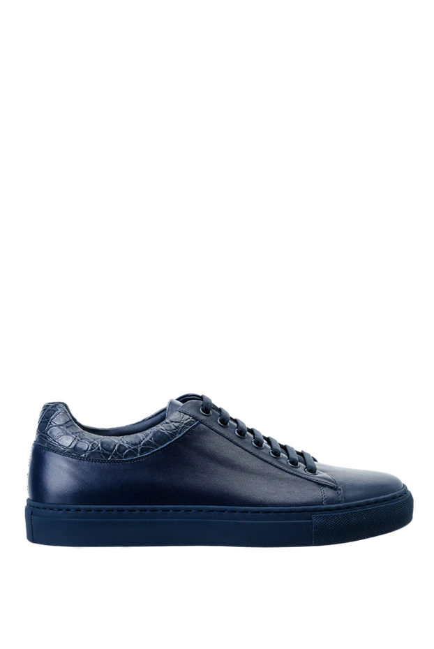 Black leather sneakers with crocodile back blue
- photo 1