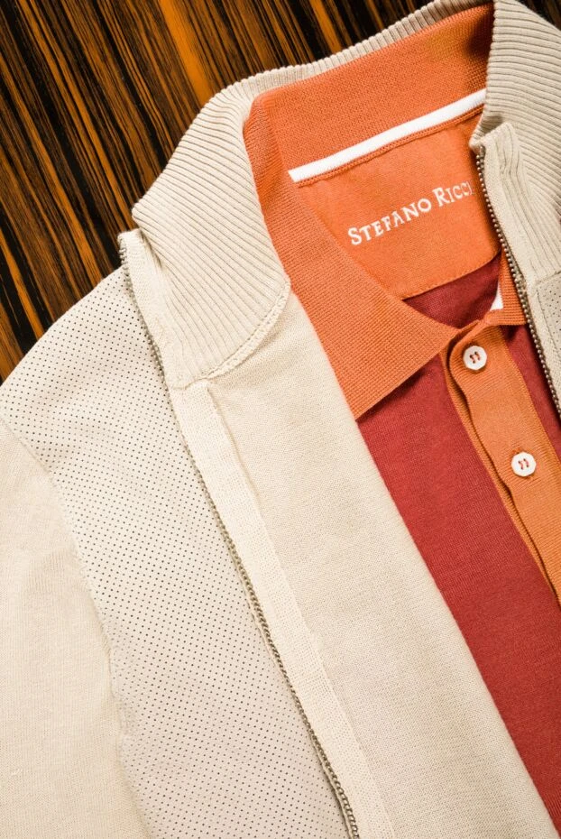 Tombolini күдері, мақта және жібектен жасалған ерлер кардиганы, бежевый 157920 - фото 2