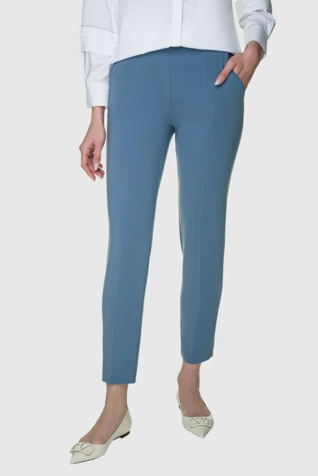 D.Exterior штаны женские с бисерной прошивкой голубые 157932 - фото 3