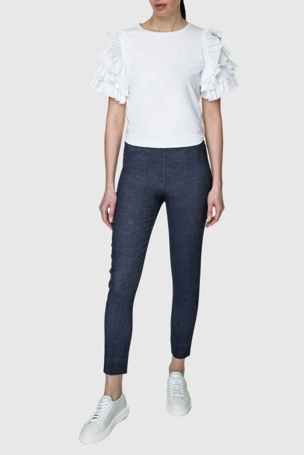 D.Exterior woman blue cotton and linen trousers for women купить с ценами и фото 157942 - photo 2