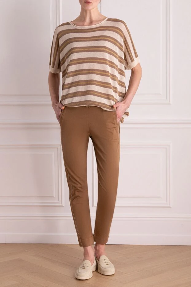 D.Exterior woman brown cotton and elastane trousers for women купить с ценами и фото 157949 - photo 2