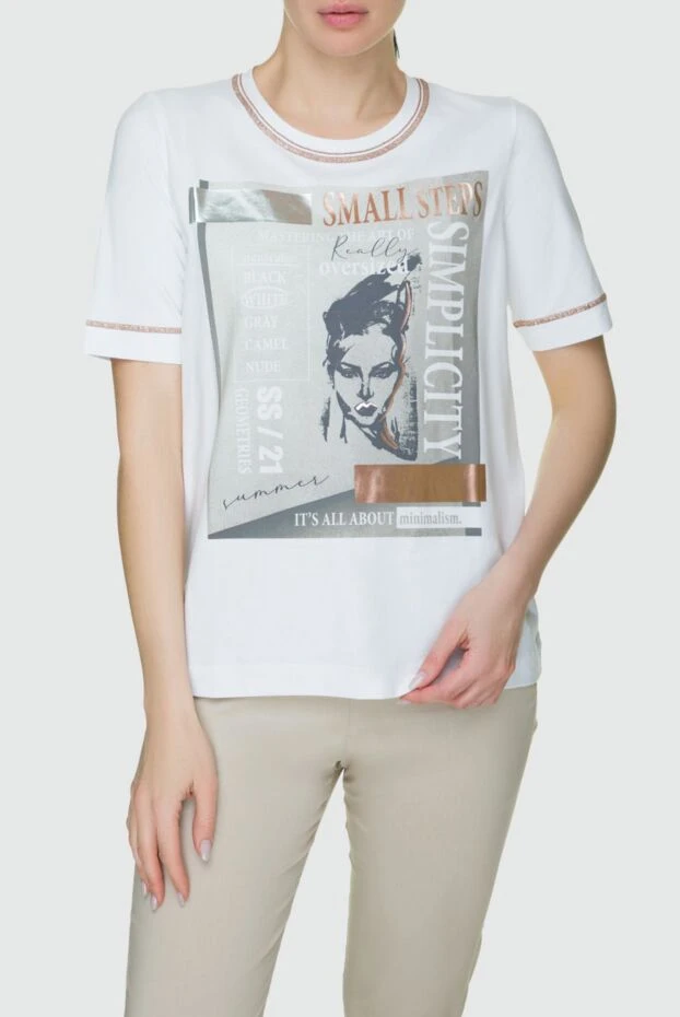 D.Exterior женская футболка белая с бежевым принтом 157977 - фото 3