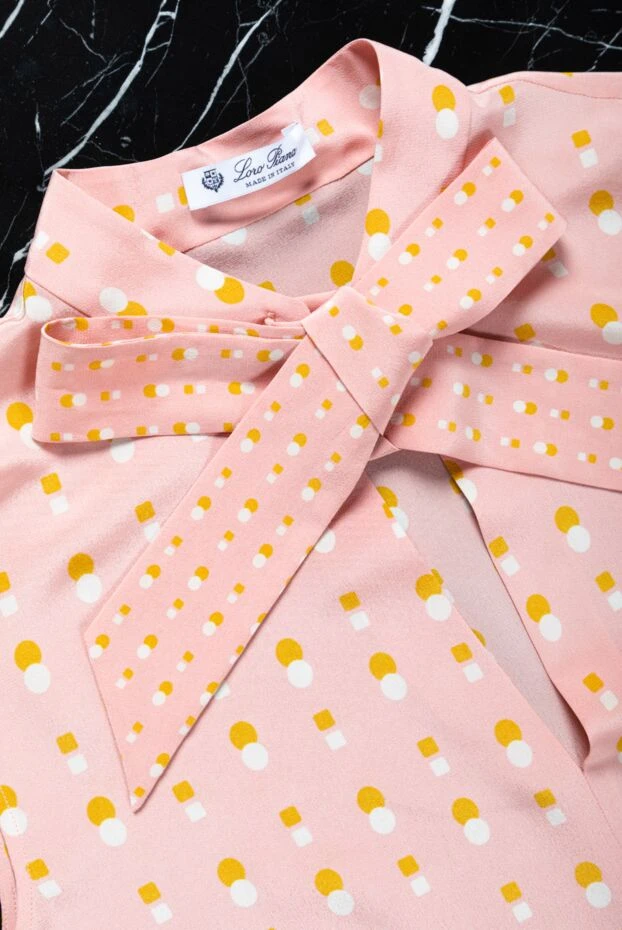 Loro Piana блуза женская шелковая без рукавов с бантом розовая 158008 - фото 2