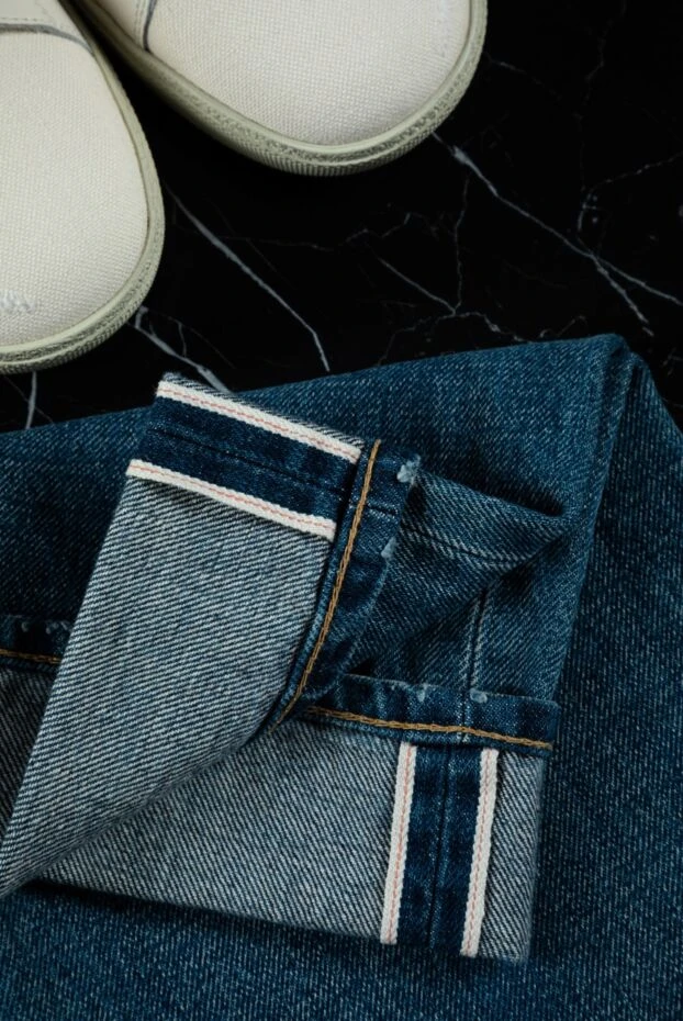 Celine прямые джинсы из плотного денима с отбеленным эффектом и подворотами 158029 - фото 2