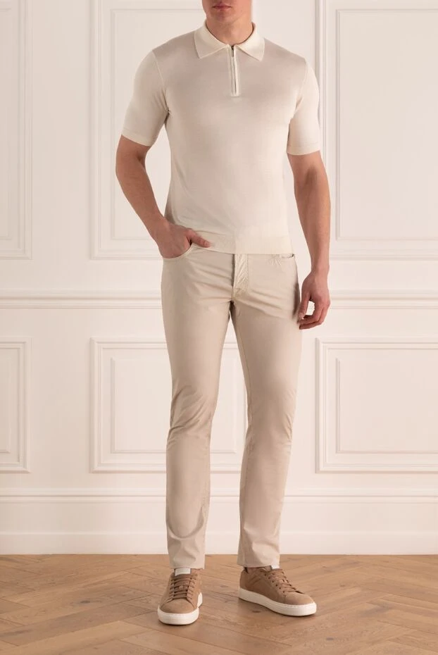 Cesare di Napoli man white silk polo for men купить с ценами и фото 158066 - photo 2