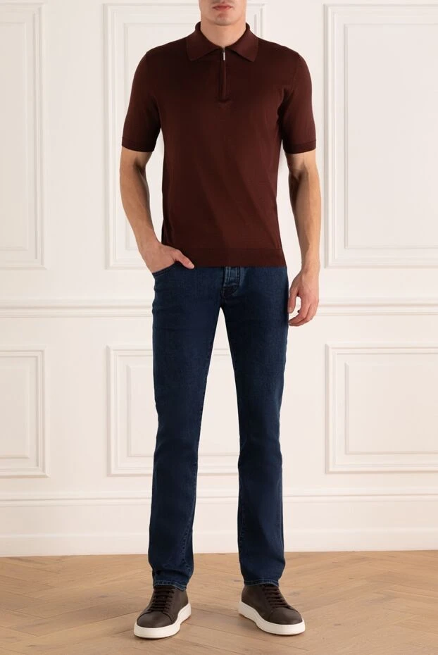 Cesare di Napoli man silk polo burgundy for men купить с ценами и фото 158074 - photo 2