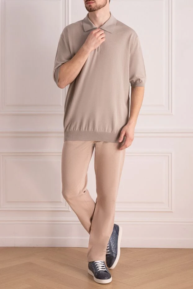 Cesare di Napoli man cotton polo beige for men купить с ценами и фото 158081 - photo 2