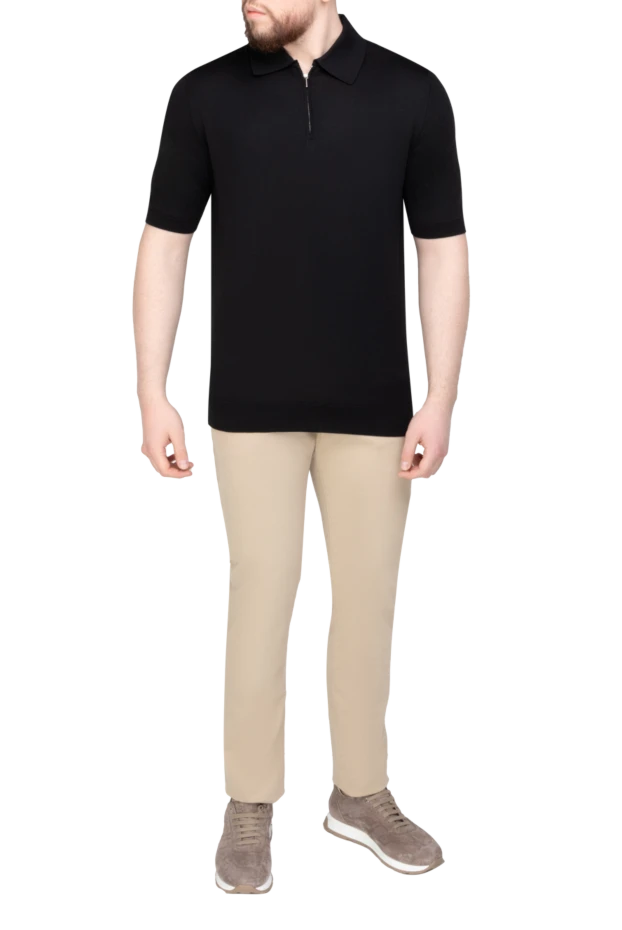 Cesare di Napoli man cotton and silk polo black for men купить с ценами и фото 158097 - photo 2