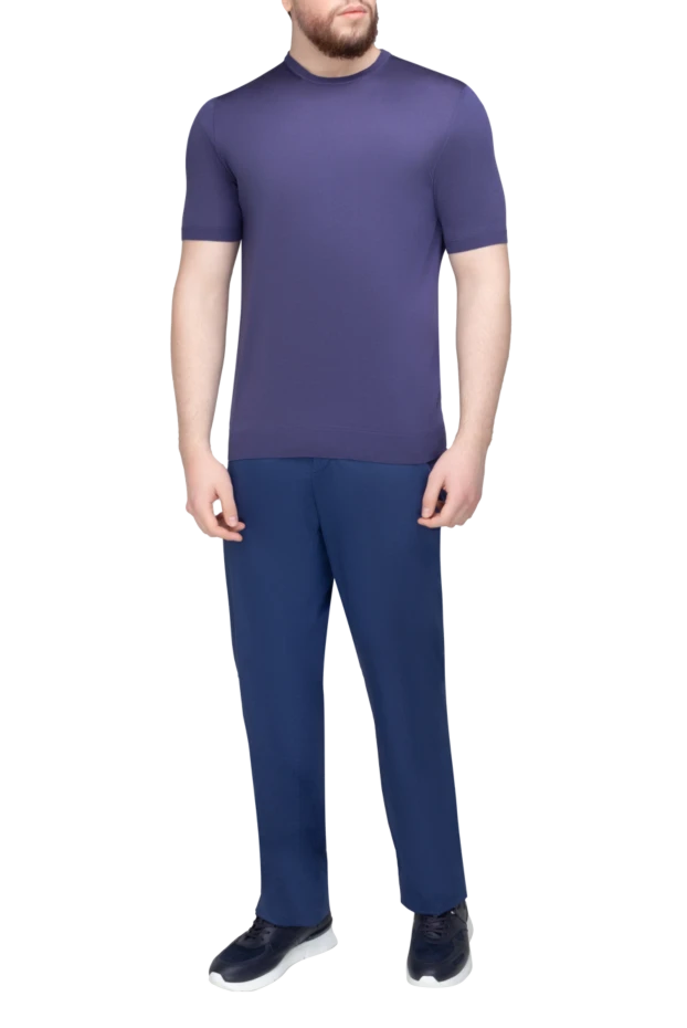 Cesare di Napoli man silk short sleeve jumper purple for men купить с ценами и фото 158120 - photo 2