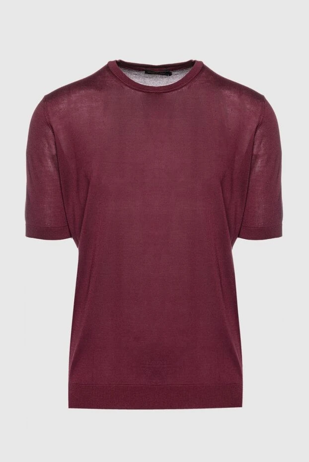 Cesare di Napoli man silk short sleeve jumper burgundy for men купить с ценами и фото 158128 - photo 1