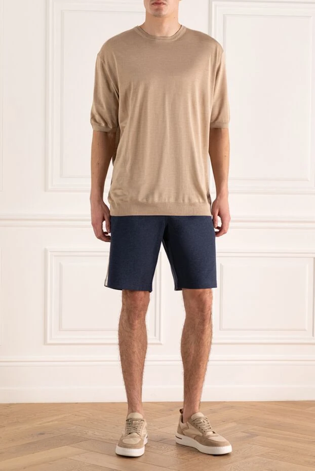 Cesare di Napoli man beige silk short sleeve jumper for men купить с ценами и фото 158137 - photo 2