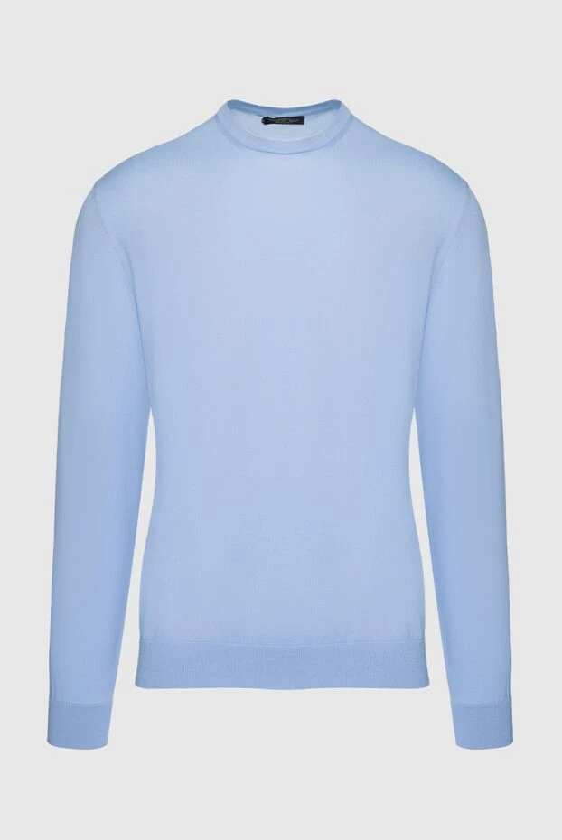 Cesare di Napoli man blue cotton jumper for men купить с ценами и фото 158141 - photo 1