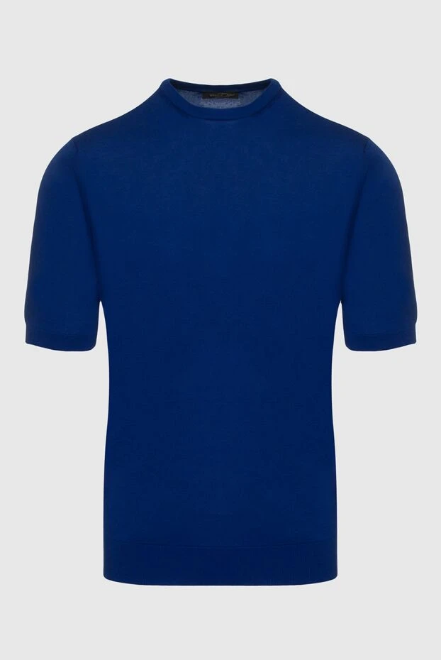 Cesare di Napoli man cotton short sleeve jumper blue for men купить с ценами и фото 158147 - photo 1