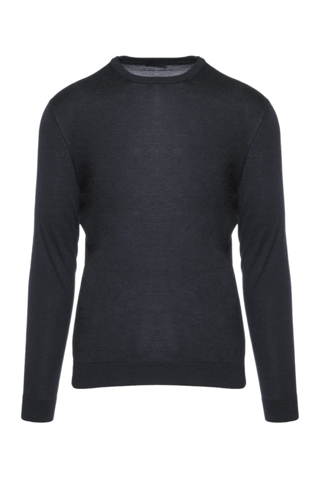 Black silk jumper with a crew neck for men - photo 1