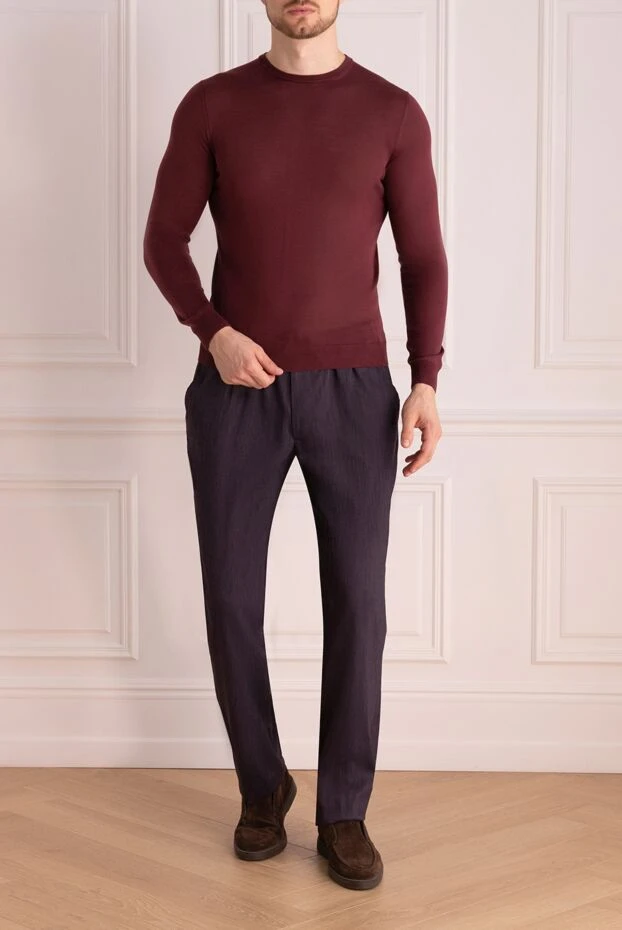 Cesare di Napoli man silk jumper burgundy for men купить с ценами и фото 158171 - photo 2