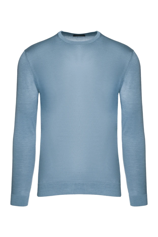 Cesare di Napoli man blue silk jumper for men купить с ценами и фото 158174 - photo 1