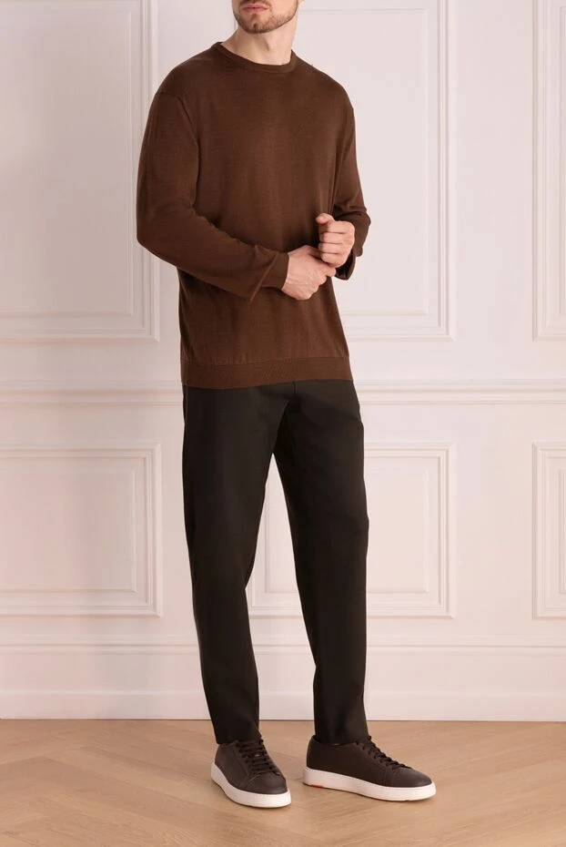 Cesare di Napoli man silk jumper brown for men купить с ценами и фото 158176 - photo 2