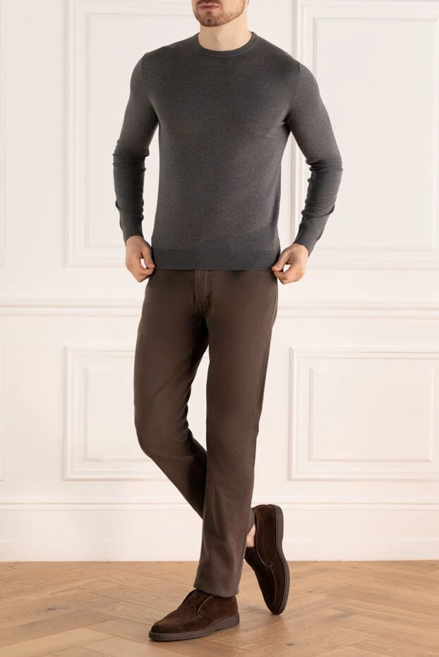 Cesare di Napoli man silk and cotton jumper gray for men купить с ценами и фото 158177 - photo 2