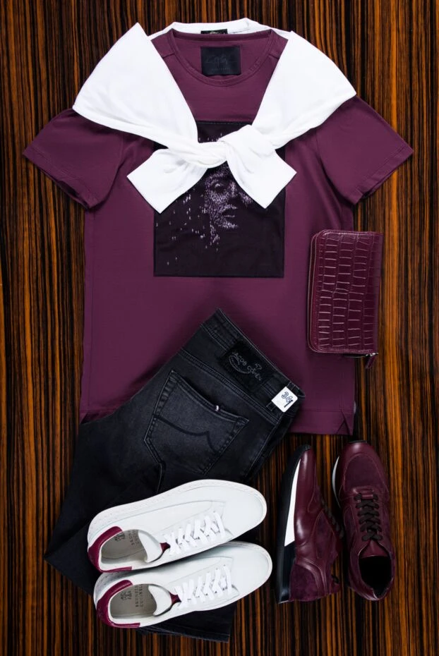 Cesare di Napoli дөңгелек жағалы ақ жібек пен мақтадан жасалған ерлерге арналған джемпер 158179 - фото 2