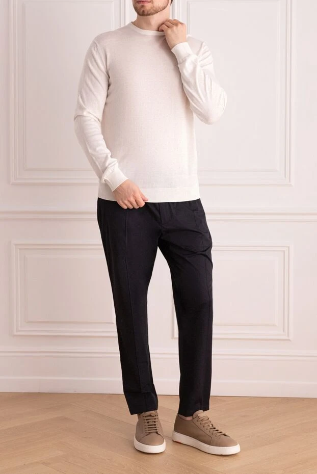 Cesare di Napoli man white silk and cotton jumper for men купить с ценами и фото 158179 - photo 2