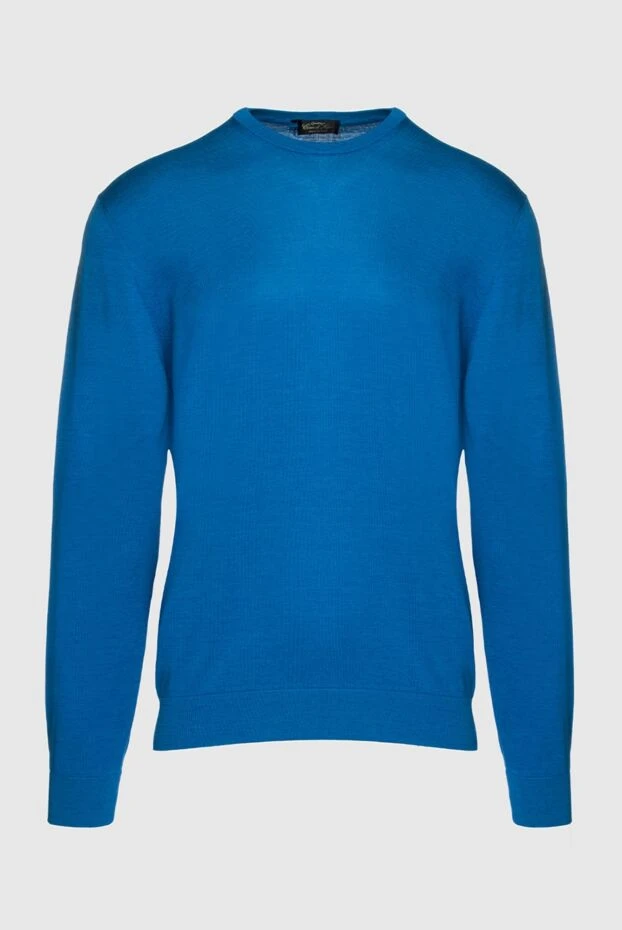 Cesare di Napoli man silk and cotton jumper blue for men купить с ценами и фото 158181 - photo 1