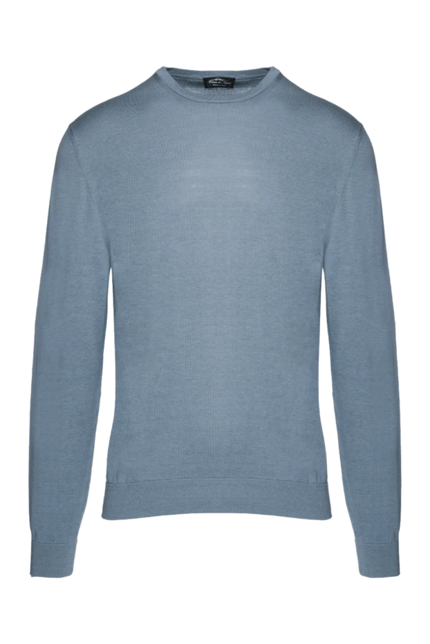 Cesare di Napoli man blue silk and cotton jumper for men купить с ценами и фото 158182 - photo 1